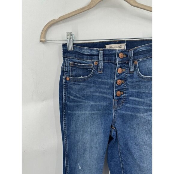 Madewell Women's 10’ High Rise Skinny Button Fly Distressed Jeans Size 23 Blue - Picture 8 of 10